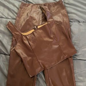 Brown pleather set